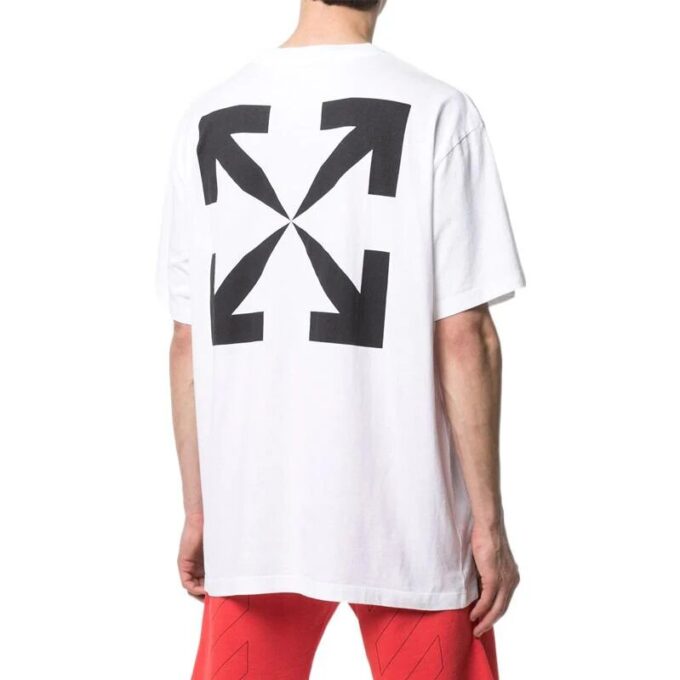 Camiseta blanca de manga corta con cuello redondo y estampado de flecha de la Mona Lisa de Off-White para hombre