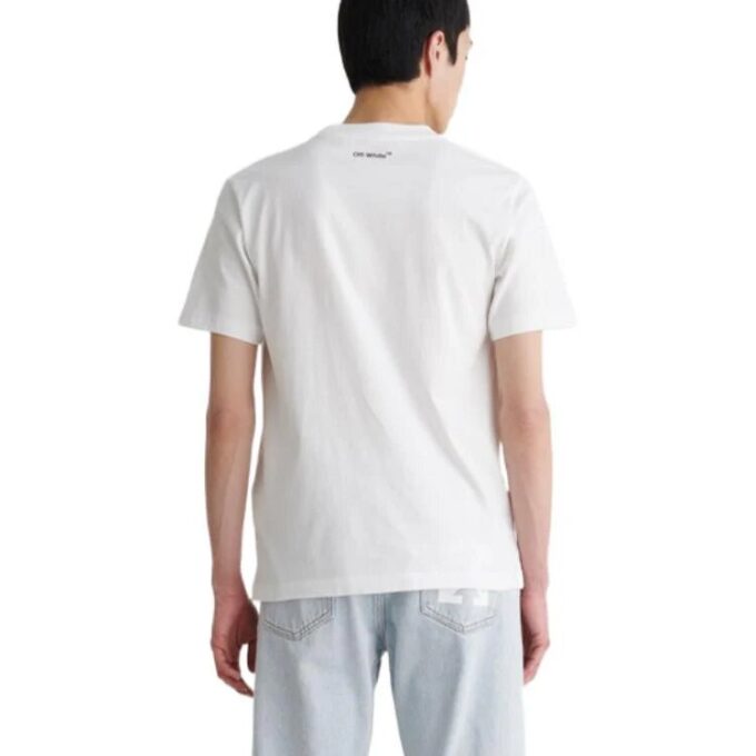Camiseta blanca de manga corta con cuello redondo y estampado de flechas diagonales de Off-White para hombre, colección FW22