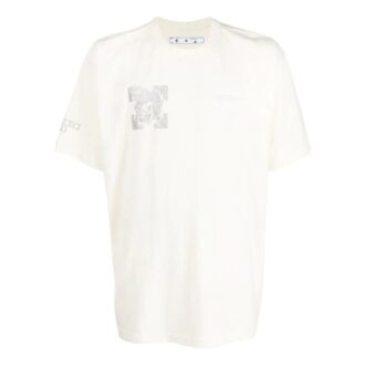 Camiseta blanca de manga corta con cuello redondo y estampado de flechas Off-White para hombre, colección primavera-verano 2022