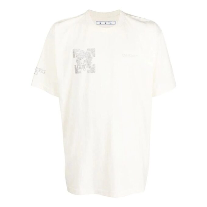 Camiseta blanca de manga corta con cuello redondo y estampado de flechas Off-White para hombre, colección primavera-verano 2022