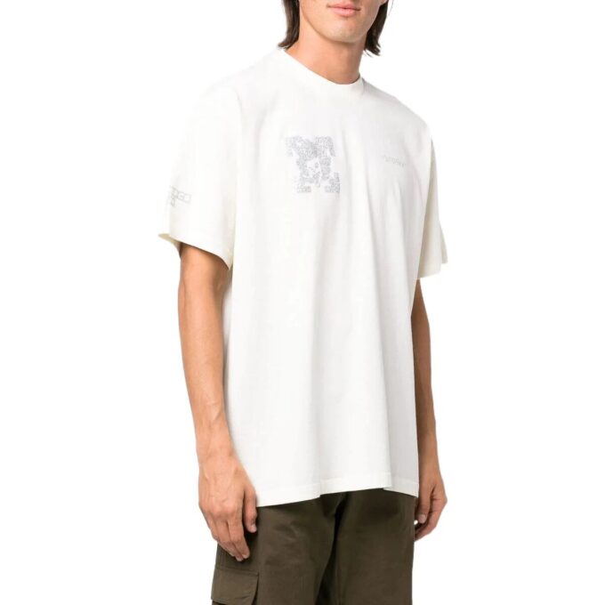 Camiseta blanca de manga corta con cuello redondo y estampado de flechas Off-White para hombre, colección primavera-verano 2022