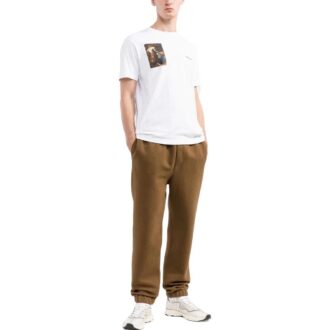 Camiseta blanca de manga corta con cuello redondo y estampado de personajes Off-White para hombre, colección FW22, versión estándar