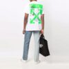 Camiseta blanca de manga corta con cuello redondo y estampado de pintura Off-White para hombre, temporada primavera-verano 2021