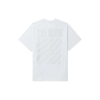 Camiseta blanca de manga corta con cuello redondo y estampado de rayas en la espalda de Off-White para hombre, colección FW22