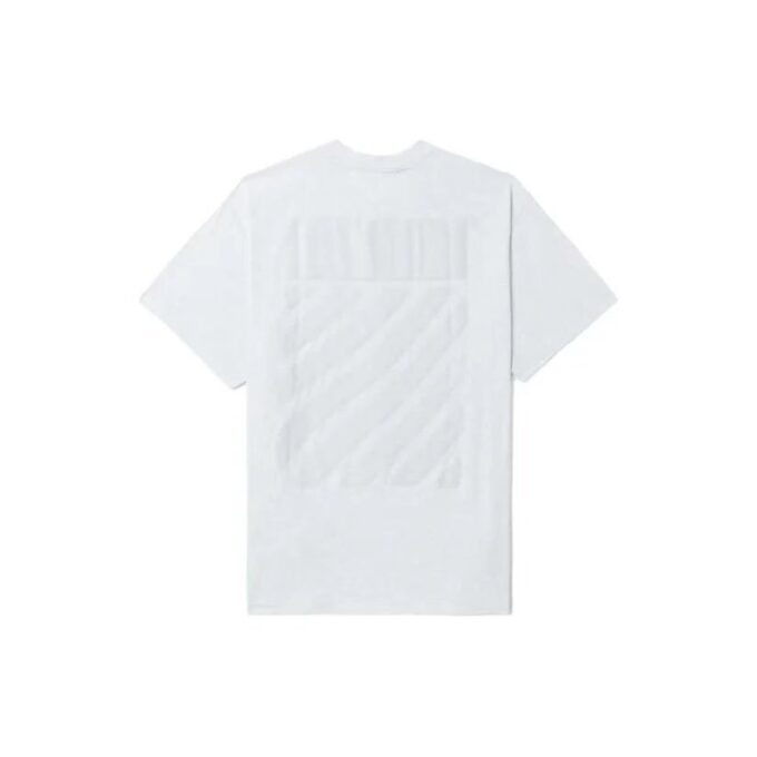 Camiseta blanca de manga corta con cuello redondo y estampado de rayas en la espalda de Off-White para hombre, colección FW22