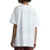 Camiseta blanca de manga corta con cuello redondo y estampado de rayas en la espalda de Off-White para hombre, colección FW22