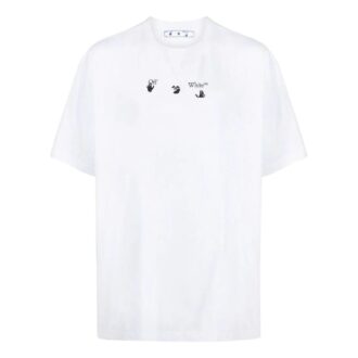 Camiseta blanca de manga corta con cuello redondo y estampado en el pecho Off-White para hombre, colección primavera-verano 2022