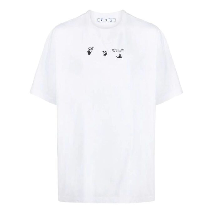 Camiseta blanca de manga corta con cuello redondo y estampado en el pecho Off-White para hombre, colección primavera-verano 2022