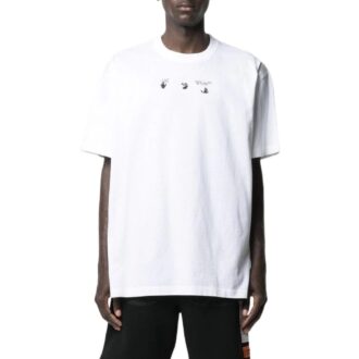 Camiseta blanca de manga corta con cuello redondo y estampado en el pecho Off-White para hombre, colección primavera-verano 2022