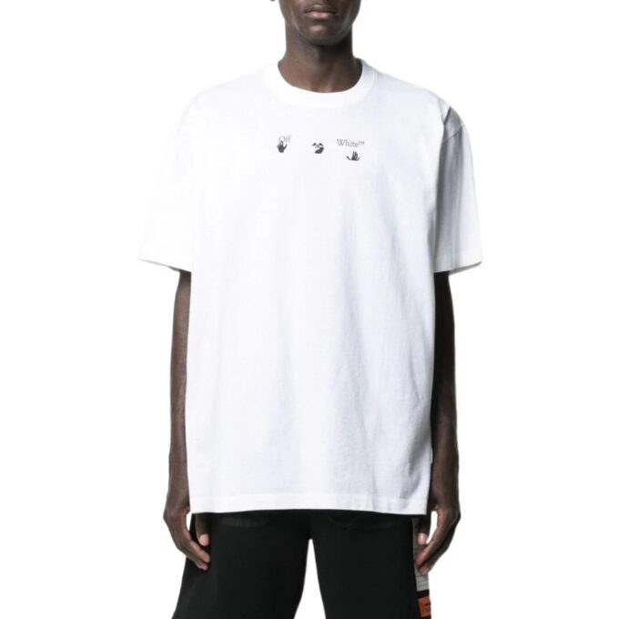Camiseta blanca de manga corta con cuello redondo y estampado en el pecho Off-White para hombre, colección primavera-verano 2022