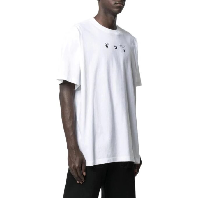 Camiseta blanca de manga corta con cuello redondo y estampado en el pecho Off-White para hombre, colección primavera-verano 2022