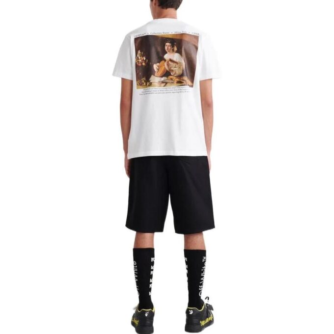 Camiseta blanca de manga corta con cuello redondo y estampado en la espalda Off-White para hombre, colección primavera-verano 2022