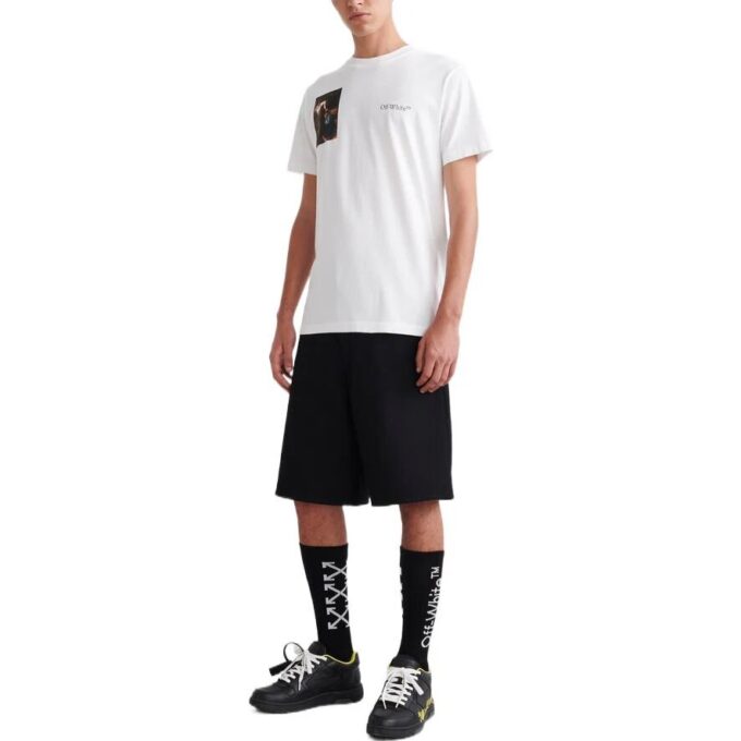 Camiseta blanca de manga corta con cuello redondo y estampado en la espalda Off-White para hombre, colección primavera-verano 2022