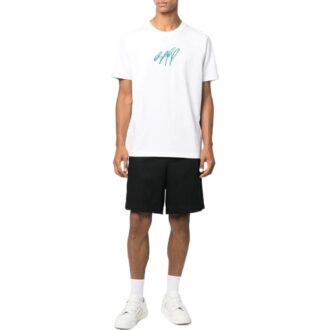 Camiseta blanca de manga corta con cuello redondo y logotipo bordado para hombre de Off-White, colección primavera-verano 2022