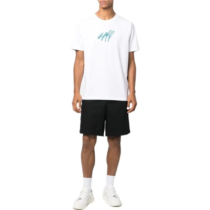 Camiseta blanca de manga corta con cuello redondo y logotipo bordado para hombre de Off-White, colección primavera-verano 2022