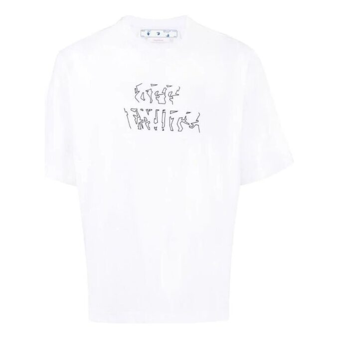 Camiseta blanca de manga corta con estampado de flechas y color liso Off-White para hombre, colección primavera-verano 2022