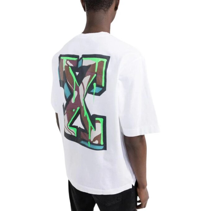 Camiseta blanca de manga corta con estampado de flechas y color liso Off-White para hombre, colección primavera-verano 2022
