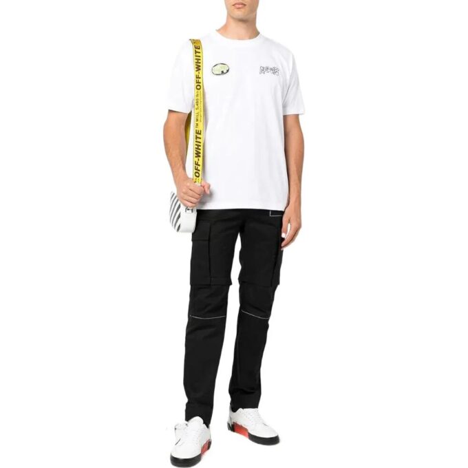 Camiseta blanca de manga corta con estampado de logotipo Off-White para hombre, colección primavera-verano 2022