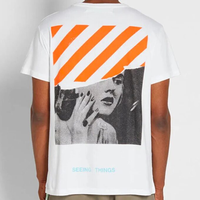 Camiseta blanca de manga corta con estampado de Marilyn Monroe para hombre de Off-White