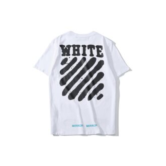 Camiseta blanca de manga corta con estampado de tintas salpicadas y rayas de tigre de Off-White para hombre, C/O VIRGIL ABLOH