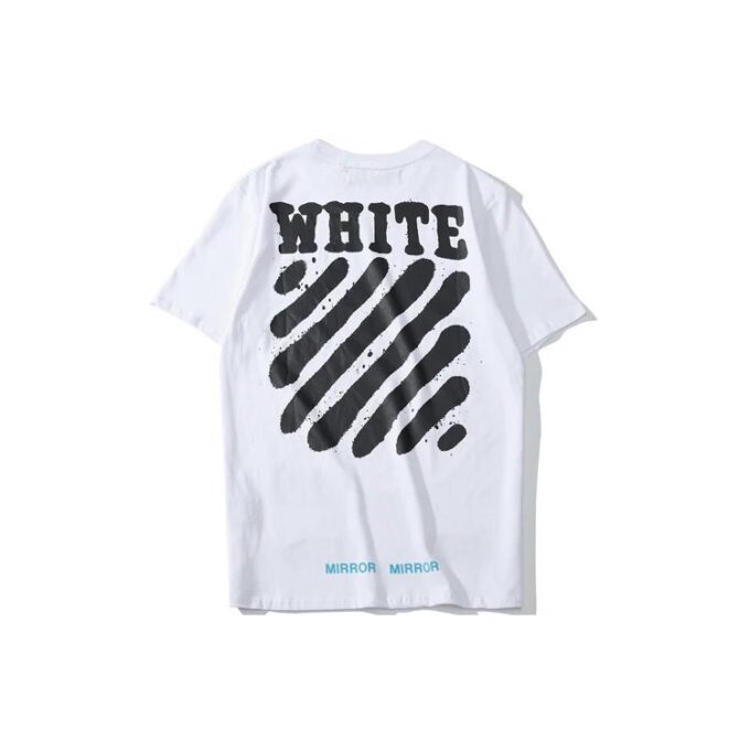 Camiseta blanca de manga corta con estampado de tintas salpicadas y rayas de tigre de Off-White para hombre, C/O VIRGIL ABLOH