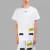 Camiseta blanca de manga corta con estampado de tintas salpicadas y rayas de tigre de Off-White para hombre, C/O VIRGIL ABLOH