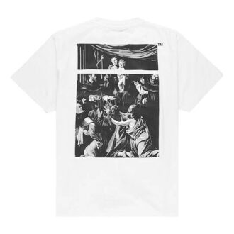 Camiseta blanca de manga corta con estampado del logotipo de Caravaggio en la espalda, colección primavera-verano 2020