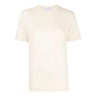 Camiseta blanca de manga corta, cuello redondo y corte entallado Off-White SS21