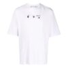 Camiseta blanca de manga corta de algodón con cuello redondo y corte holgado con logotipo Off-White para hombre FW21