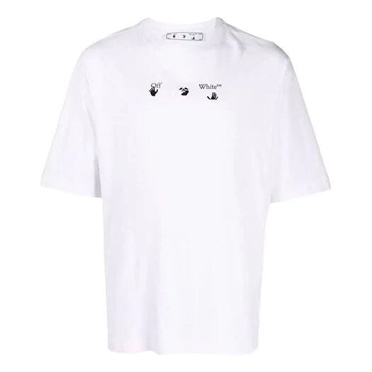 Camiseta blanca de manga corta de algodón con cuello redondo y corte holgado con logotipo Off-White para hombre FW21
