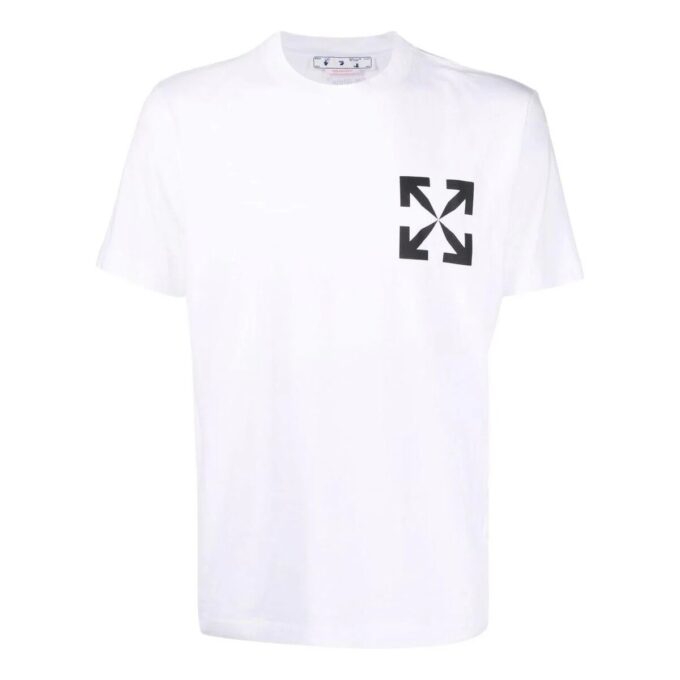 Camiseta blanca de manga corta de algodón con estampado de flechas para hombre de Off-White