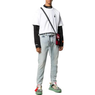 Camiseta blanca de manga corta holgada con estampado de flechas de Off-White para hombre, temporada primavera-verano 2022