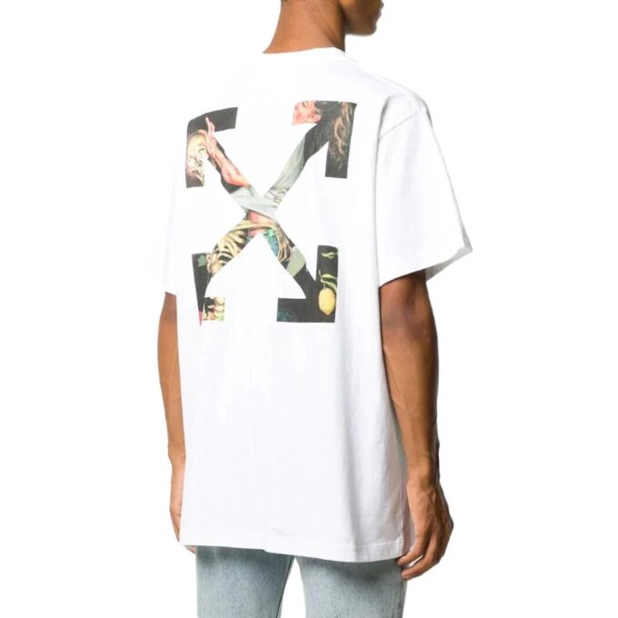 Camiseta blanca de manga corta holgada con estampado de flechas de Off-White para hombre, temporada primavera-verano 2022