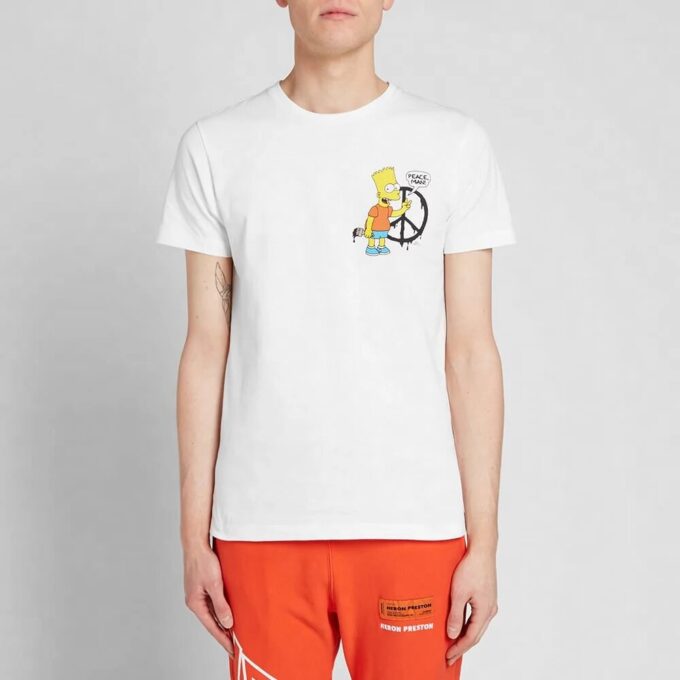 Camiseta blanca de manga corta Off-White Men’s x The Simpsons/ The Simpsons Crossover Printing, versión estándar