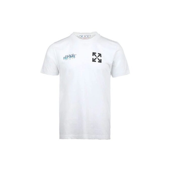 Camiseta blanca de manga corta Off-White para hombre, colección primavera-verano 2022, con estampado clásico de flechas y letras