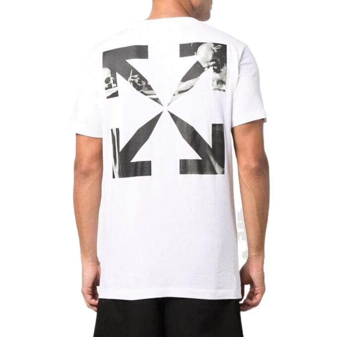 Camiseta blanca de manga corta Off-White para hombre, colección primavera-verano 2022, con logo estampado en el pecho