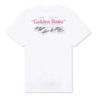 Camiseta blanca de manga corta Off-White para hombre con estampado Golden Ratio en amarillo dorado en Pantalones Cortos