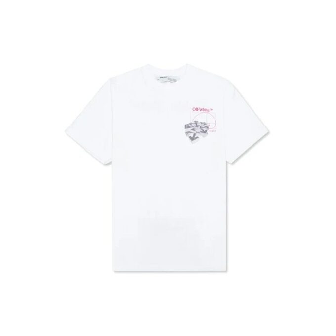 Camiseta blanca de manga corta Off-White para hombre con estampado Golden Ratio en amarillo dorado en Pantalones Cortos