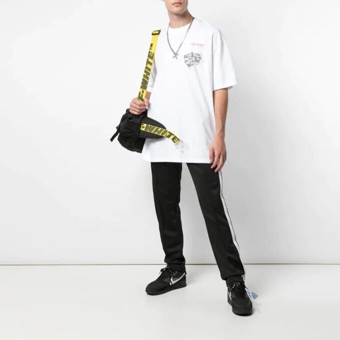 Camiseta blanca de manga corta Off-White para hombre con estampado Golden Ratio en amarillo dorado en Pantalones Cortos