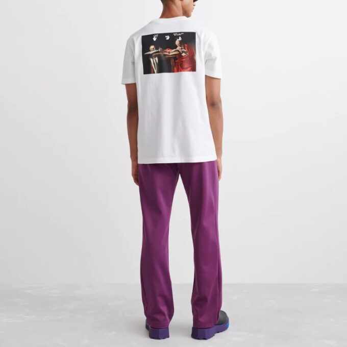Camiseta blanca de manga corta Off-White para hombre de la colección primavera-verano 2022 con el logotipo Caravaggio Arrow