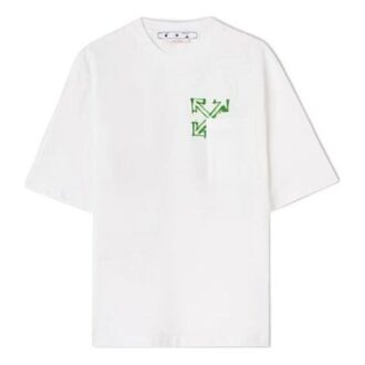Camiseta blanca de manga corta y corte holgado con estampado de flechas Diagonal Arrow pintadas con spray para hombre de Off-White, colección primavera-verano 2022