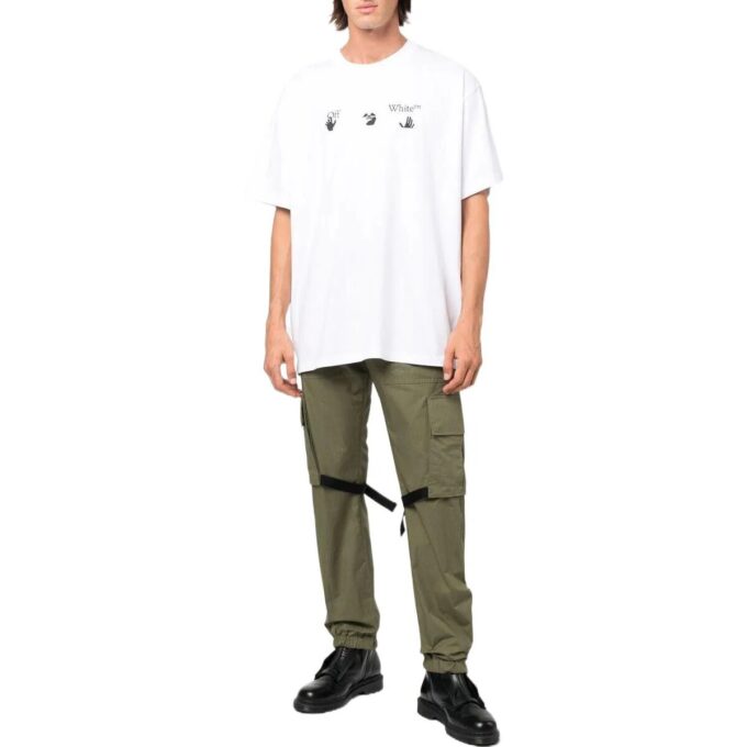 Camiseta blanca de manga corta y corte holgado con estampado del logotipo SS22