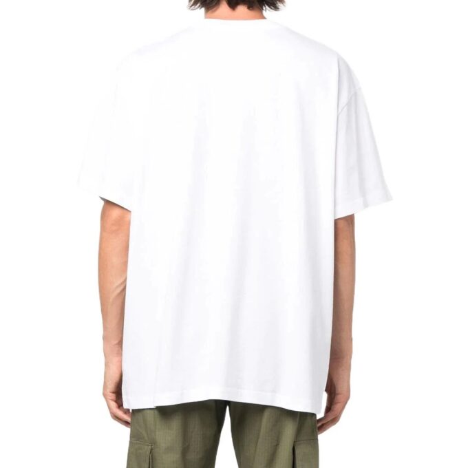 Camiseta blanca de manga corta y corte holgado con estampado del logotipo SS22