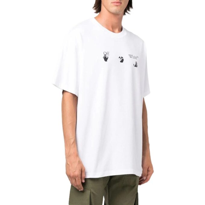 Camiseta blanca de manga corta y corte holgado con estampado del logotipo SS22
