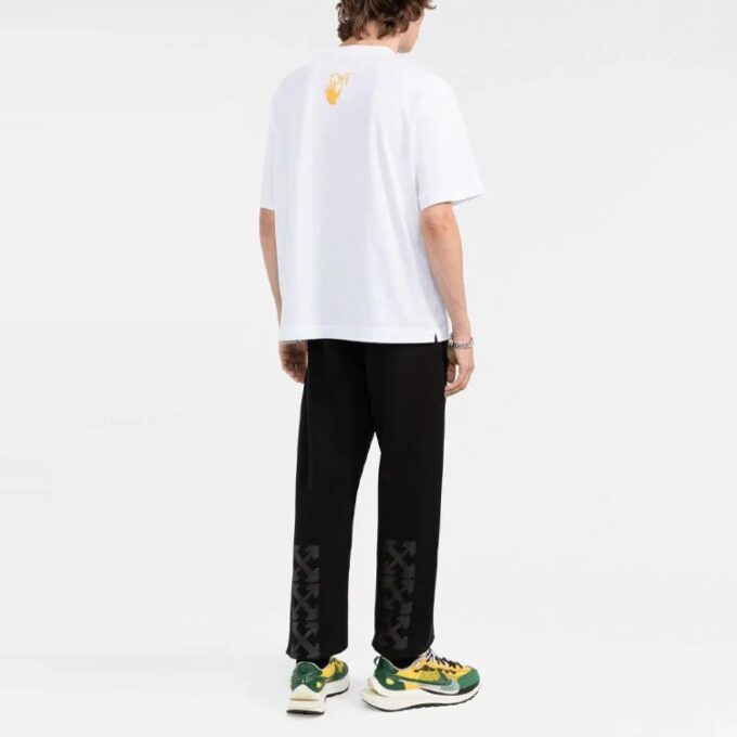 Camiseta blanca de manga corta y cuello redondo con estampado Caravaggio de Off-White para hombre, colección FW21, corte entallado