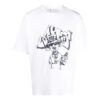 Camiseta blanca de manga corta y cuello redondo con estampado de dibujos animados para hombre Off-White FW22, corte holgado