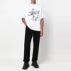 Camiseta blanca de manga corta y cuello redondo con estampado de dibujos animados para hombre Off-White FW22, corte holgado