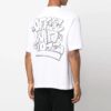 Camiseta blanca de manga corta y cuello redondo con estampado de dibujos animados para hombre Off-White FW22, corte holgado
