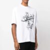 Camiseta blanca de manga corta y cuello redondo con estampado de dibujos animados para hombre Off-White FW22, corte holgado