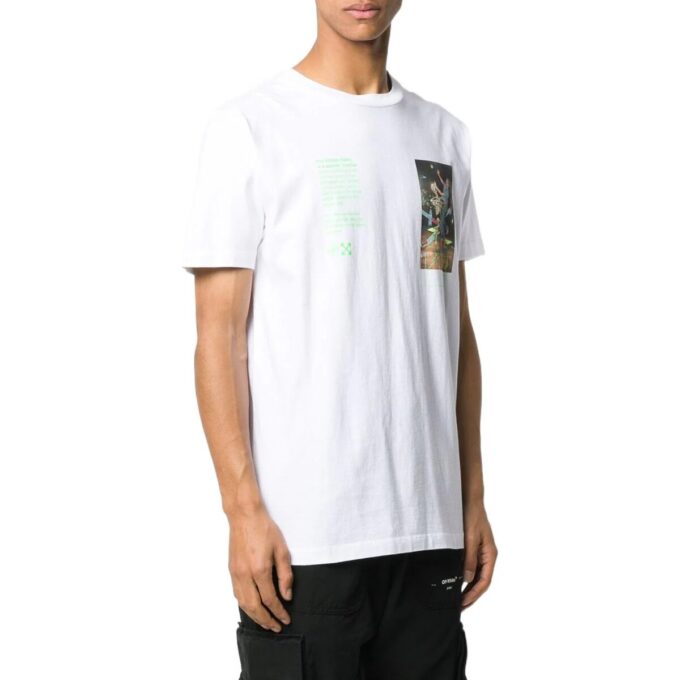 Camiseta blanca de manga corta y cuello redondo con estampado de letras de Off-White para hombre, colección FW22